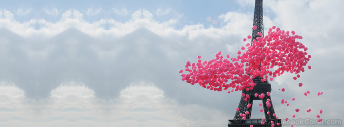 Eyfel Kulesi ve Pembe Balonlar facebook kapak fotoğrafı